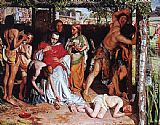 William Holman Hunt Paintings - A Converted British Family Sheltering a Christian Missionary from the Persecution of the Druids by William Holman Hunt